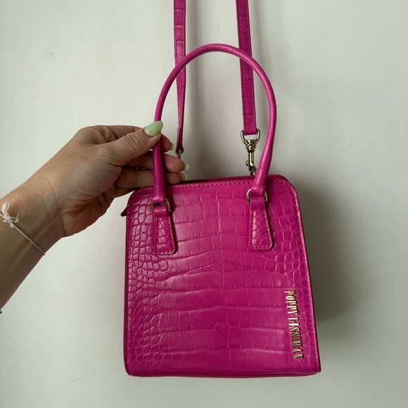 Poppy Lissiman Crikey BB Faux Croc Top Handle Mini Bag in Hot Pink - Picture 8 of 11